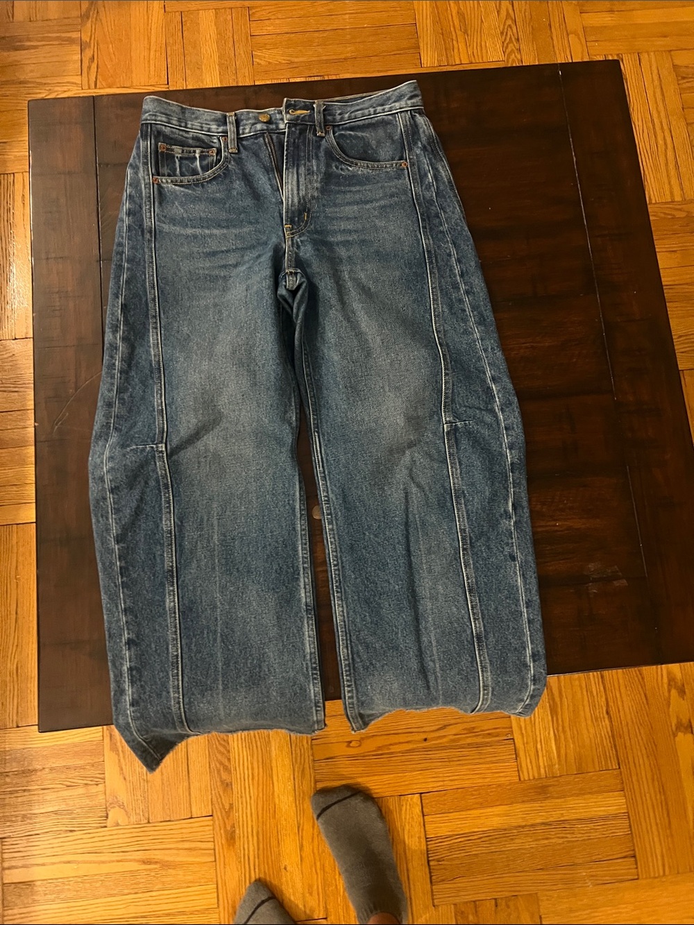 B SIDES Women's Relaxed Wide-Leg Denim Jeans - Faded Blue